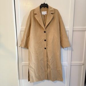 Rebecca Minkoff Long Line Relaxed Double Face Wool Coat In Beige